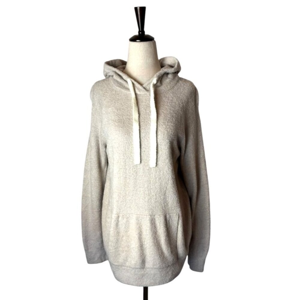 Barefoot Dreams Sweater Women Small Tan Knit CozyChic Lite Hooded Pullover - Picture 1 of 13